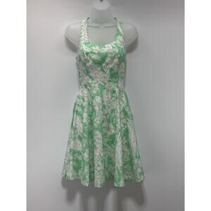 LILLY PULITZER Green Pink White Glenda Green Beach Bash Racerback Dress Size 00